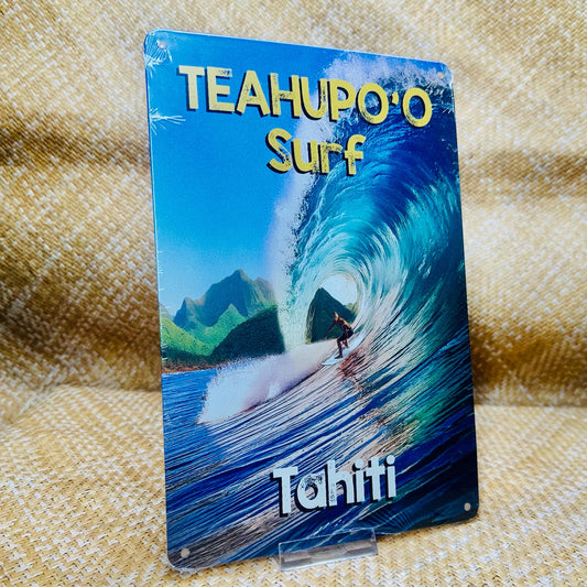 Plaque décoration tahiti en métal - Teahupo'o surf