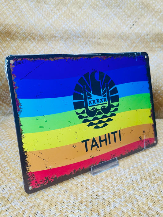 Plaque décoration tahiti en métal - TAHITI Rainbow LGBT
