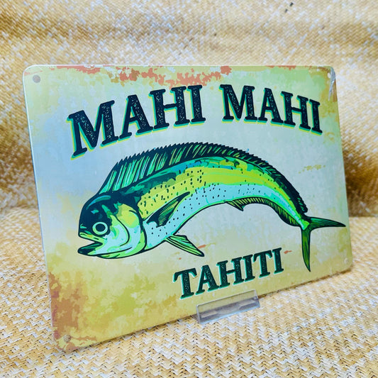 Plaque décoration tahiti en métal - Mahi mahi