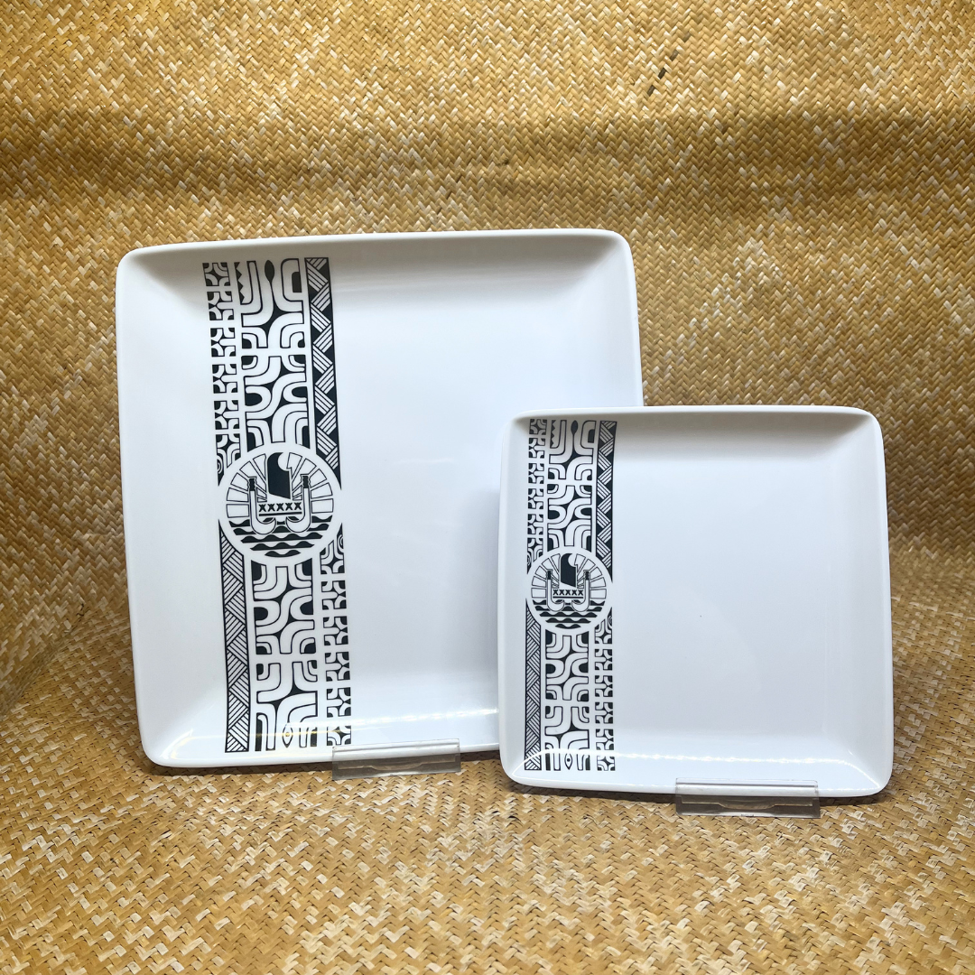 Assiette carrée - Nouvelle frise polynésienne
