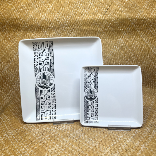 Assiette carrée - Nouvelle frise polynésienne