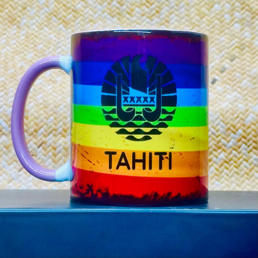 Mug céramique Polynesie - 500 mL - Tahiti rainbow LGBT
