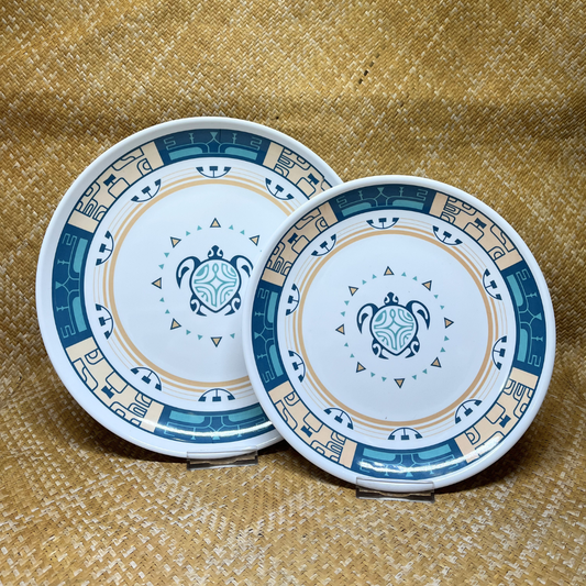 Assiette ronde - Motif honu ninamu - tortue couleur