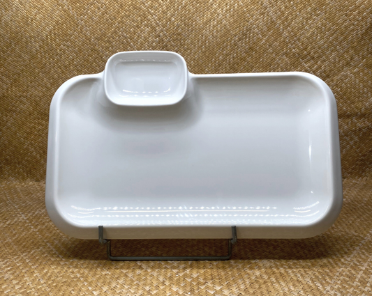 Assiette rectangulaire avec saucier intégré - Blanc