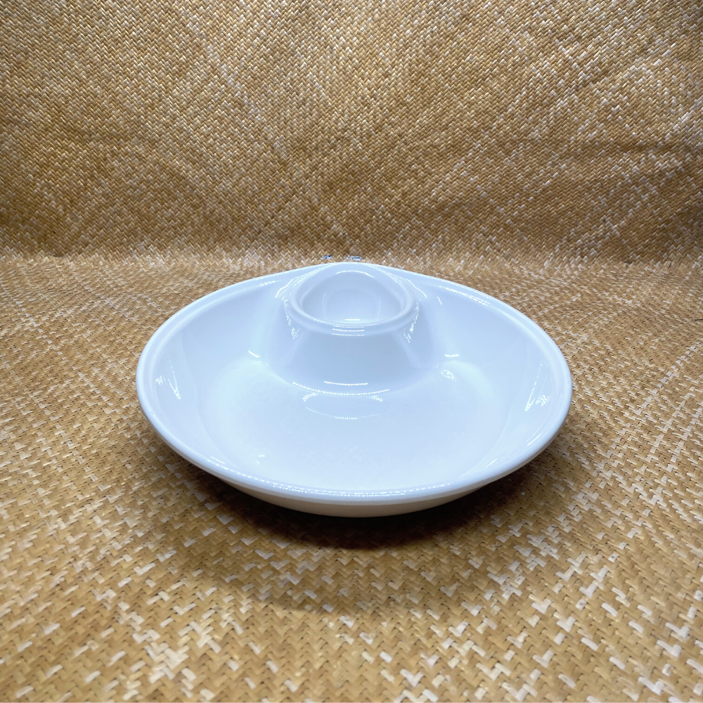 Assiette blanche ronde avec saucier intégré - Blanc