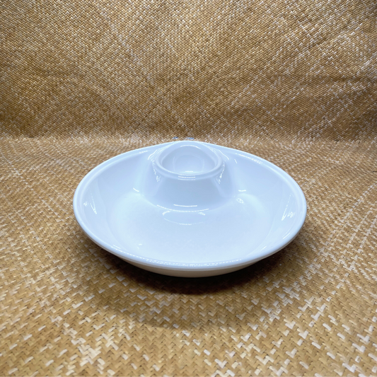 Assiette blanche ronde avec saucier intégré - Blanc