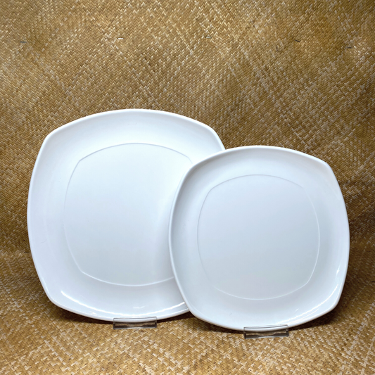 Assiette carrée arrondie - Blanc